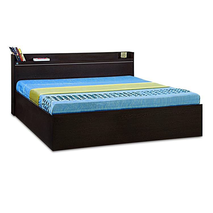 Image of DELITE KOM Plum Engineered Wood Queen Box Bed (Finish Color Flowery Wenge Delivery Condition Knockdown)
