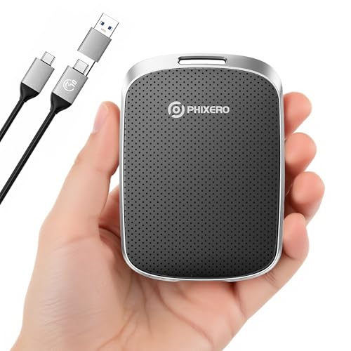 PHIXERO ポータブル エクストリーム SSD 2TB 最大550MB/秒、USB 3.2 Gen 2 USB C to C&A スマートフォン/タブレット/PC/ノートパソコン/カメラ用 (ブラック)