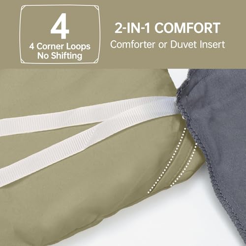 Image of MUXHOMO King Size Comforter Set, All Season Ultra Soft Down Alternative Bedding - 3 Piece Lightweight Bed Set Includes 1 Comforter (104 inchx90 inch) and 2 Pillow Shams (20 inchx36 inch), Olive Green