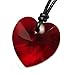 Swarovski Elements Crystal Siam Red Love Heart Pendant Adjustable Waxed Cotton Choker Necklace