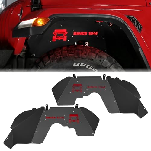 Image of JROAD Inner Fender Front Fender Liners Compatible with Jeep Wrangler JL Aluminum,with 4 LED Lights for 2018-2022 Jeep Wrangler JL & JLU Unlimited 2 & 4 Door