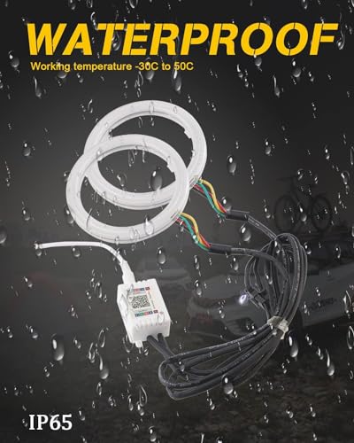 Image of Vagary 60Mm Angel Eyes Ring Light For Headlight With App Controller (Rs 200, Ns 200, 60Mm) - Led