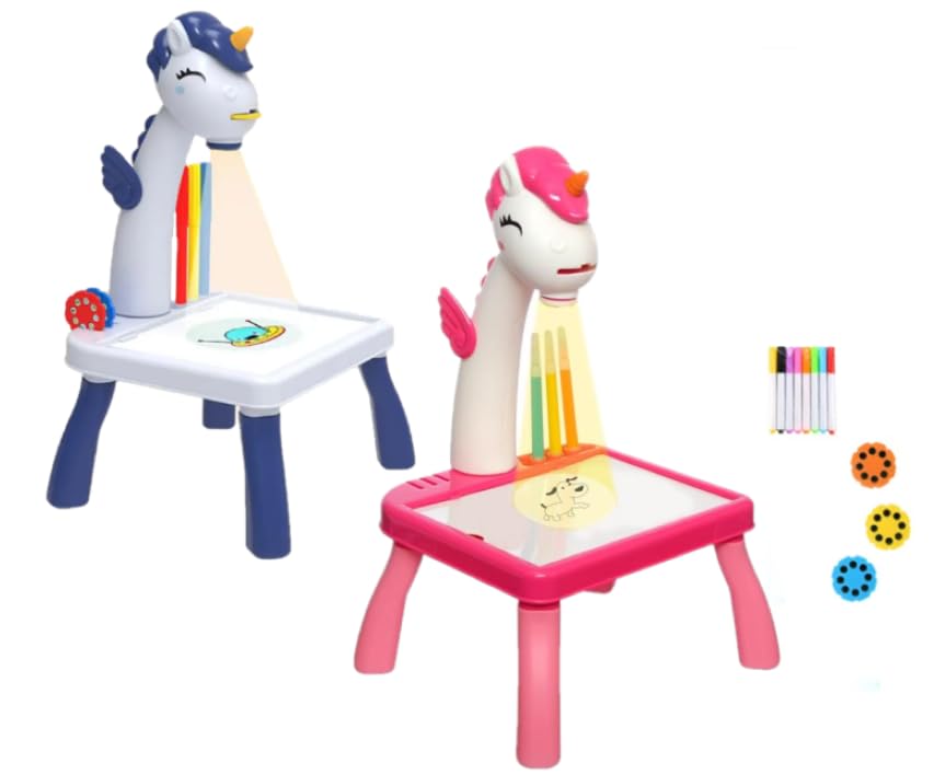 Mesa Projetora De Desenho Infantil Mesinha M&aacute;gica Unic&oacute;rnio