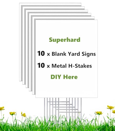Rtshuok 10 Pack Blank Yard Signs with Stakes，17 x 12 Vertical Double sided