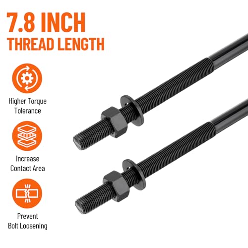 Image of 22 Inch Square Bend U-Bolt Kit for Truck Chassis | Heavy-Duty Steel Suspension Leaf Spring U Bolts with 6 Inch Tie Plates