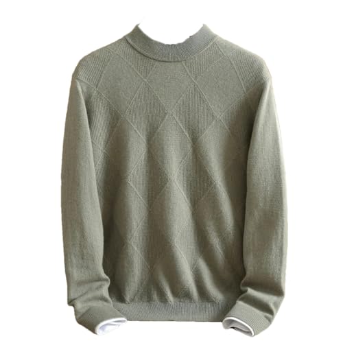 Dcvmvmn Men's Half High Collar Cashmere Sweater Pullover Middle Aged Solid Jacquard Winter Warm Casual Sweater