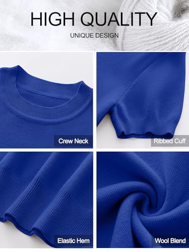 Image of ANRABESS Womens Short Sleeve Sweaters Wool Blend Crew Neck Sweater Shirts Business Casual Work Tops 2026 Summer Outfits