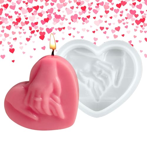 Molvela San Valentín: moldes en forma corazón flexible, fabricación bricolaje romántico | Kit suministros manejo cera yeso resina, amor silicona reutilizable con fundición artesanía diseño antiadheren