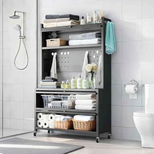 Metal Pantry Storage Cabinet with Flip Doors - Steel Kitchen Sideboard on Wheels, Anti-Tip Design for Home & Office, Versatile Pantry Organizer (White, 100x40x180.5cm)