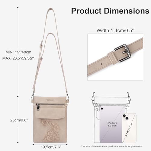 Image of Small Crossbody Purse for Women, Vegan Leather Multi Pocket Bag | Small Crossbody Bags for Women with Embossed Design, Adjustable Strap, Lightweight Travel Shoulder Bag for Daily Use and Gift