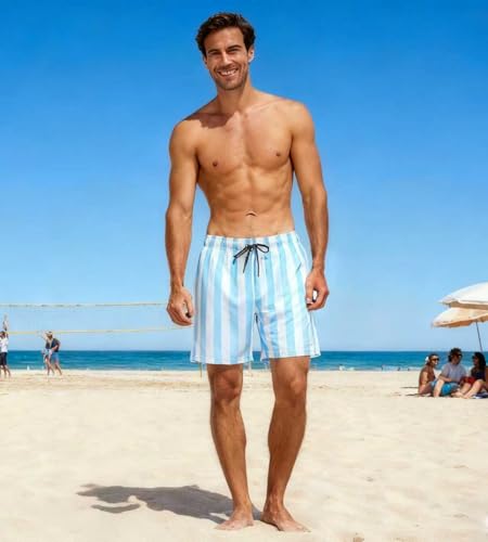 Image of HODOSPORTS Mens 7 inch Swim Trunks with Compression Liner S-6XL Quick Dry Swimming Shorts Zipper Pockets Swimsuits