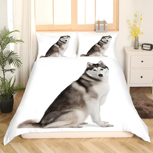 Housse de couette 200x200 husky en microfibre douce anti-plis à fermeture éclair