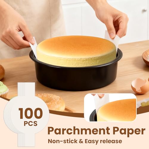 8 Inch Round Cake Pan Set of 3 - Nonstick Carbon Steel Cake Baking Pans with 100 PCS Parchment Paper, Dishwasher Safe, Durable for Layer Cakes, Birthday & Christmas Baking - Image 4