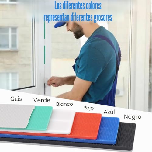 Miniatura 4 de 60 Piezas Bloques De Acristalamiento De Plástico 1-6 Mm, Plástico Para Nivelar 100 Mm X 24 M, Multicolores Bloques Distanciadores Cuñas Para Alicatar, Instalar Ventanas,Nivelar Suelos,Etc. 6 Tamaños