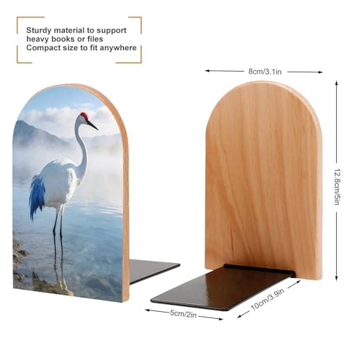 Sujetalibros de grúa azul de madera con soporte resistente premium 3