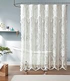 Warm Home Designs Ivory Lace Shower Curtain 72 x 84 Inches with Attached Valance & 7 Tassels. Luxury Farmhouse Shower Curtains for The Bathroom or Boho Shower Curtains for Bathroom. LA Ivory 84'