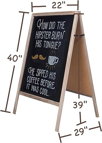 RHF Chalkboard, Chalkboar Sign, A Framed Sidewalk Sign,Sandwich Chalkboards,Rustic Menu Display for Restaurant, Double Sided, Wedding Chalkboard Easel, 22" by 40" Blackboards, Vintaged