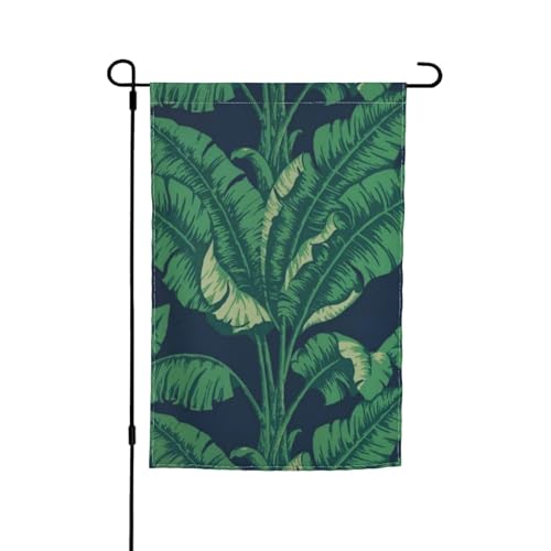 Drapeau de jardin imprimé feuille de bananier noir de qualité supérieure, 30,5 x 45,7 cm, décoration de jardin, installation facile, œuvre d'art saisonnière et festive de pelouse pour décoration