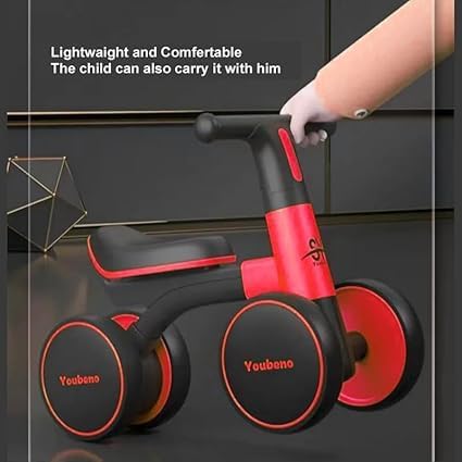 Image of Baby Balance Ride-On Bike Toddler Push Walker with Music, LED Lights, Non-Pedal 4-Wheel Baby Bike for 1-3 Year Old Boys & Girls Safe Sturdy Design, Indoor & Outdoor Use (KB-167 : Red)