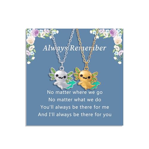 Friendship Axolotl Necklaces for 2 BFF Kawaii Animal Necklace Friendship Axolotl Birthday Gifts for Sister Best Friend Back To School Gift