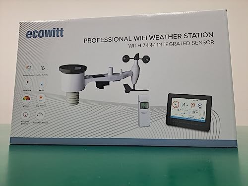 Foto von Ecowitt Wetterstation - Wireless Digitale Wettervorhersage mit 7 Zoll TFT Bildschirm, Regenmesser, Anemometer, Solarstrahlung, Solarbetrieben, Wi-Fi Gateway für Ecowitt Ecosystem, HP2551