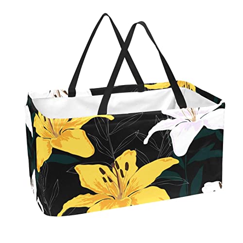 Panier de rangement fleur jaune et blanche boîte de rangement pliable pour jouets 56x29x32 cm - 2