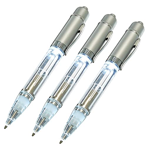 Glovion Led Light Pen,Penlight for Nighttime Writing White- Pack of 3 Pens