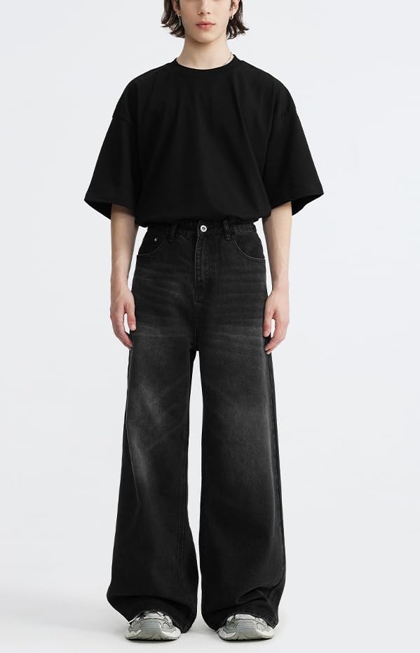 Baggy Men's Loose Fit Y2k Pants - Vintage Casual Skater Jeans with Wide Legs - Hip Hop Aesthetic Streetwear3