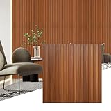 STICKGOO Slat 3D Wall Panel for Interior Wall Decor PVC Fluted Textured Panel 12-Tile 19.7 x 19.7in - Walnut