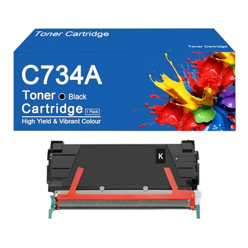 C734A Toner Cartridges Replacement C734A1KG C734A1CG C734A1MG C734A1YG work for Lexmark C736 C736dn C736dtn C736n X736 X736de X738 Printer,C734A-Black