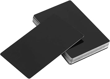 Pack of 50 Metal Business Cards Blanks Impressive Blanks Laser Marking Engraved Metal Smooth Business Visit Business Cards (Black)