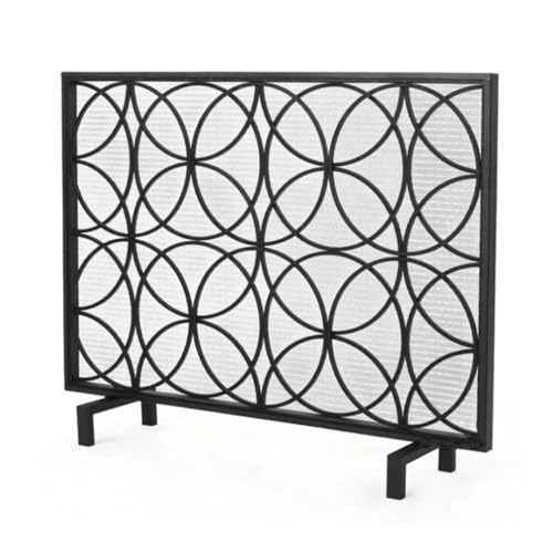 Schermo per camino Schermo for camino circolare simmetrico in metallo, recinzione protettiva for stufa domestica(Black)