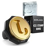Berlinzo Ice Stamp Ring for Cube & Sphere - Custom Ice Cubes for Whiskey, Mojito Cocktails – J Letter Shaped Brass Ice Stamp j/ 3mm Depth - Black