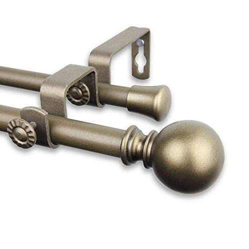 Rod Desyne Luna Double Curtain Rod, 84-120 Inch, Antique Gold #TOP1
