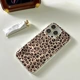 Reownest Etui kompatybilne z iPhone 15 Pro Max, uroczy wzór geparda w panterkę retro estetyczny design, miękki brokatowy błyszczący TPU odporne na wstrząsy ochronny zderzak etui na telefon - Złote