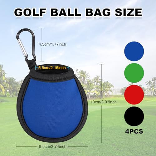 4 x torba do czyszczenia piłek golfowych, przenośna torba na piłkę golfową z klipsami, wodoodporna torba do czyszczenia piłek golfowych z podwójnymi warstwami, kompaktowa torba do czyszczenia piłek