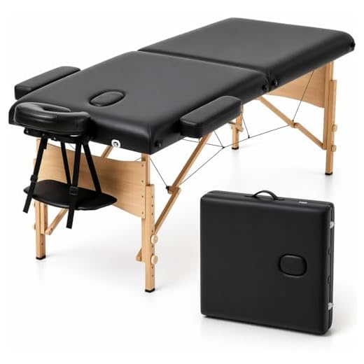 T-LoVendo Camilla de Masaje Plegable Ligera Profesional y portátil con 2 Zonas Acolchadas. con Funda de Transporte. Soporta hasta 200kg. Color Negro