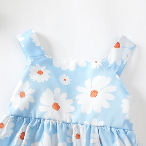 Saeaby Baby Girl Summer Dresses Blue Boho Sleeveless Dresses Infant Summer Outfits Sundress Baby Girl Clothes 6-9 Months 12 Months