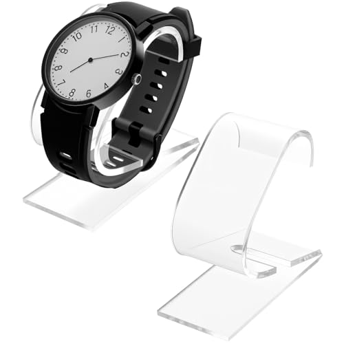 Exircy 2 Pcs Clear Watch Stand, Acrylic Watch Display Holder, Single Portable Watches Display Stand, Simple Bracelet Holder Stands for Men Women Home Bedroom Office Desk Watches Decoration