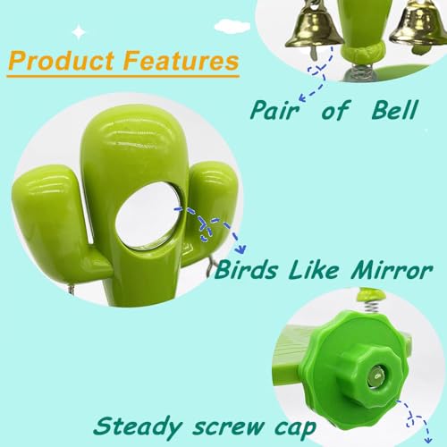 Image of Bird Training Platform, Entertainment Stand with Mirror Bell, Bird Love Green Color Puzzle Toys,Parrot Exercise Playground for Peony Parrot,Cockatiel, Budgerigar,Lovebird, Parakeet