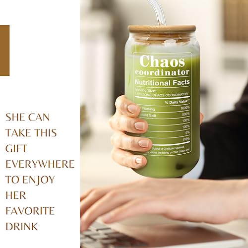 TEEBIM Thank You Gifts for Women, Boss, Coworker, Manager, Office, Teacher, Nurse, Mom - Chaos Coordinator Gifts - Administrative Professional Day Gift, Boss Lady Birthday Gift Ideas - 16 Oz Can Glass - Thumbnail 5