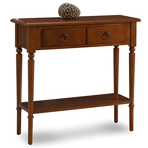 Coastal 30 in. Solid Wood Hall Console Table with Drawer Storage, Pecan Brown – Leick Home, 20027-PC