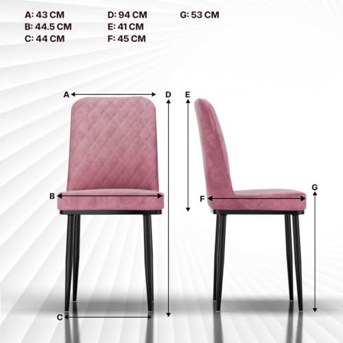 Image of IKON Premium Velvet Dining Chair with Cushioned Seat & Metal Legs | Premium Accent Chair for Living Room, Bedroom & Balcony | D.I.Y (Cloud Pink)