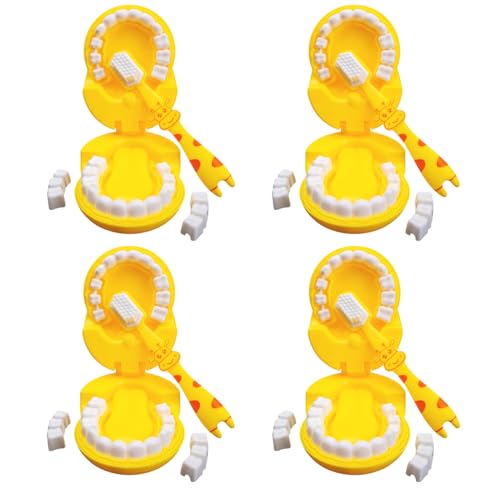 Juego de 4 cepillos de dientes de jirafa, juego de simulación, cepillo de dientes de bebé, juguete simulado, para niños de guardería, educación temprana