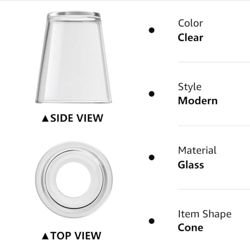 Image of Fixture Replacement Clear Glass Shade, E26 Base with 1-5 /8 inch Fitter, 3-Pack Cone Replacement Shades for Pendant Light, Wall Sconce, Vanity Light, Table Lamp