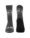 Vihir Men's Slipper Socks With Suede Non Slip Sole -Winter Knitted Home Warm Floor Indoor Stocking House