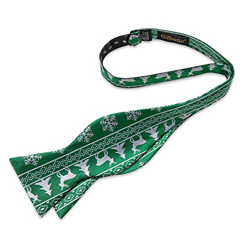 Dibangu Hunter Green Bow Ties For Men Emerald Green Bow Tie And Pocket Square Set Self Tie Mens Silk Bow Ties Christmas #TOP4