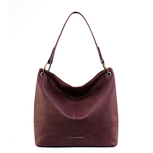 Montana West Hobo Bolsas e bolsas femininas com alça superior com zíper, A-borgonha, Large