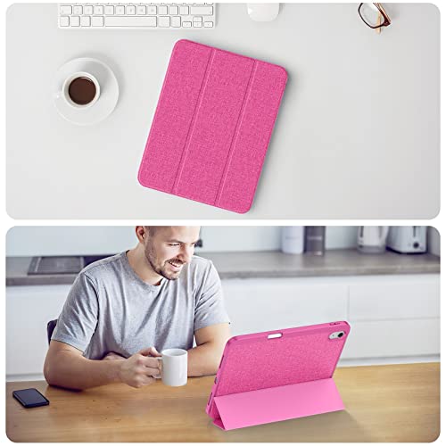 Soke Ipad 10Th Generation Case 2022 With Pencil Holder (10.9-Inch)- Premium Shockproof Case [Auto Sleep/Wake] With Soft Tpu Back Cover & Slim Trifold Stand For Ipad 10.9 Inch,Hotpink #TOP7