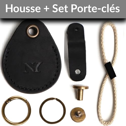 Image of NEYYOS Airtag Pendant Genuine Leather, Air Tag Tracker Holder, Portable Case & Key Fob, Protective Cover Key Finder, Holder Locator Keychain Case for Key Chain Purse